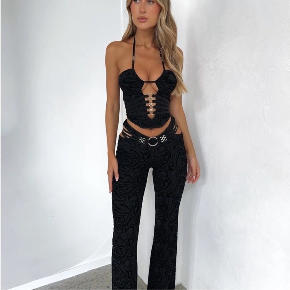 Outcast Ebony Mesh Pants Black XS NWT Cutout Ring Detail